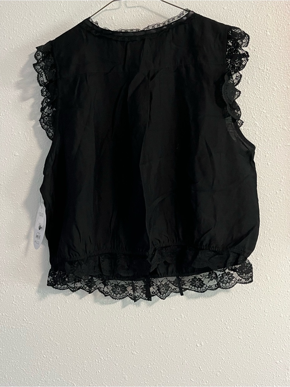 NWT Scoop Black Lace-Trim Tie Front Sleeveless Blouse Size XXL (20) - Picture 4 of 10